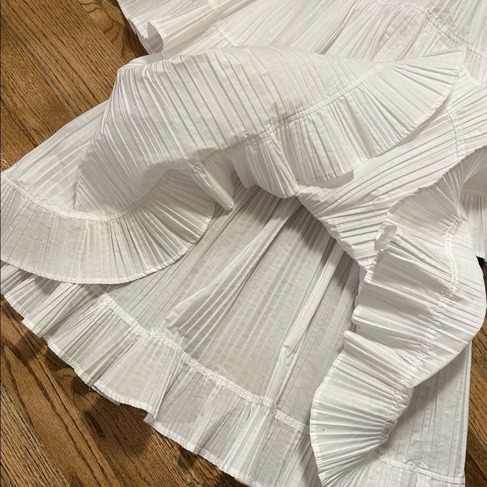 Howard Wolf USA white tiered polyester/cotton skirt vintage size 8 - Picture 3 of 7